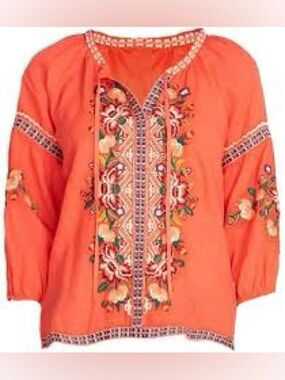 Johnny Was Juliene Candy Land Embroidered Blouse Size Extra Small